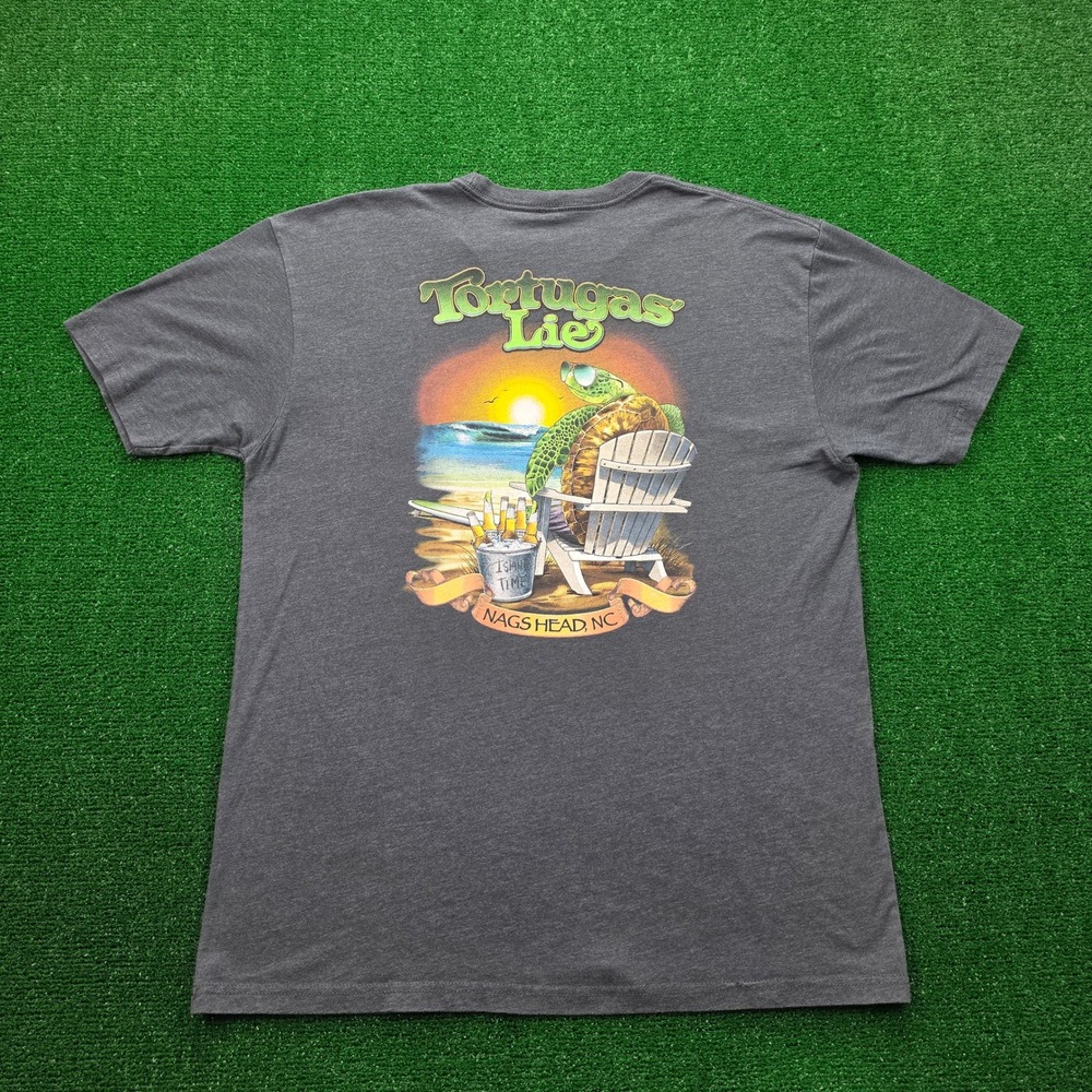 Tortugas Lies Tshirt Mens XL Gray Island Time Nags Head North Carolina Turtle